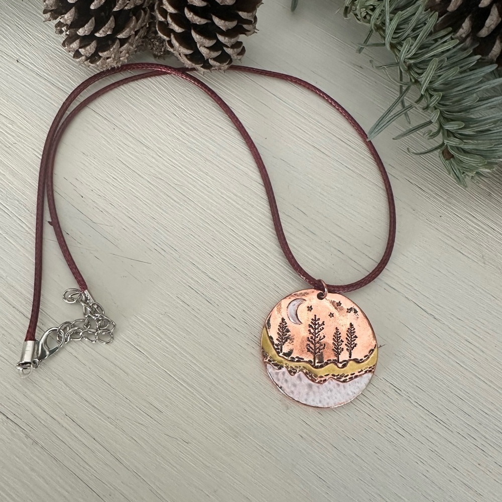 Beautiful Copper Pendant Scenic Mtn Necklace